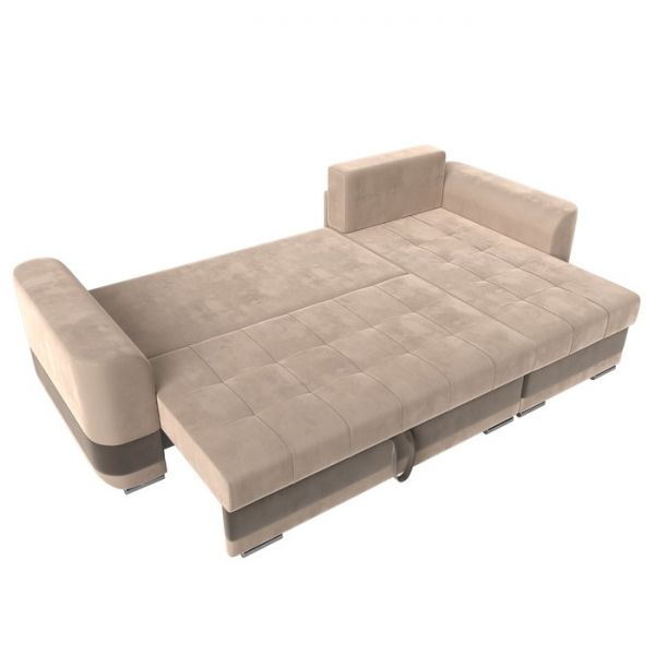 Угловой диван «Честер», механизм еврокнижка, велюр, цвет бежевый