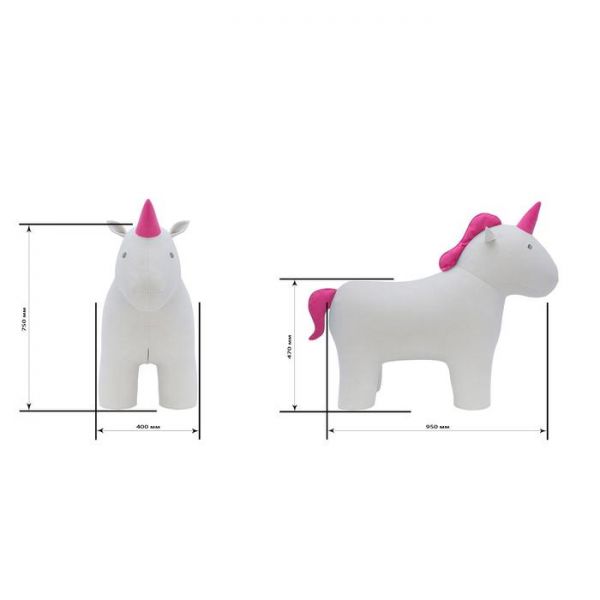 Пуф-животное Leset Unicorn, Велюр натуральный 400х950х750 Omega 30/Enigma 24