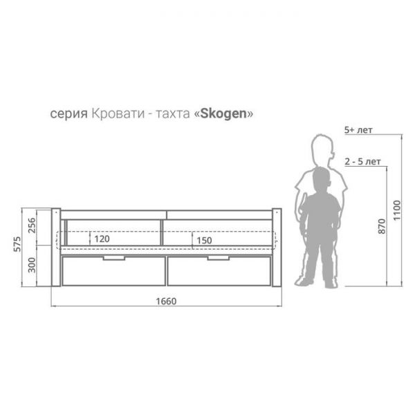 Детская кровать-тахта Svogen мятно-синий