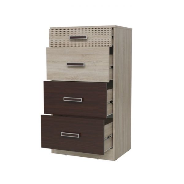 Комод с четырьмя ящиками РУМБА 600х439х1110 Дуб Сонома/Венге