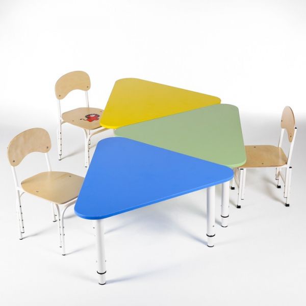 Стол Треугольник растущий гр.0-3 на металлокаркасе, Бук бавария светлый