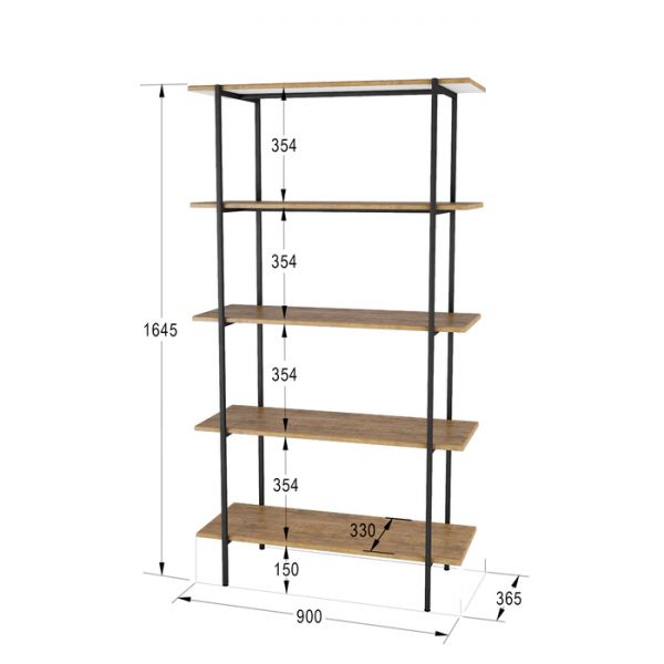 Стеллаж «Атлантик 1645», 900 ? 363 ? 1645 мм, цвет дуб американский