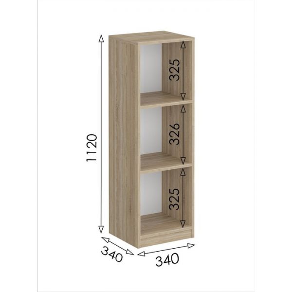 Пенал открытый мини «Салоу», 340 ? 340 ? 1120 мм, цвет дуб сонома