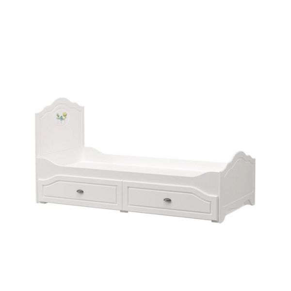 Кровать Роуз 11.27 с/м 900х2000, с основанием, Белый/Ясень ваниль