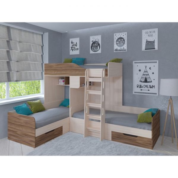 Детский комплекс «Трио», цвет дуб молочный/орех