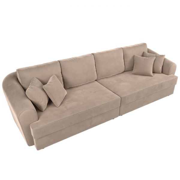 Прямой диван «Милтон», механизм еврокнижка, велюр, цвет бежевый