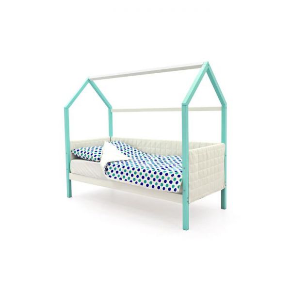 Детская кровать-домик мягкий Бельмарко  Svogen мятно-белый