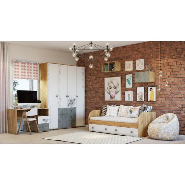 Кровать односпальная Тренд 1860х800 крафт/белый фп