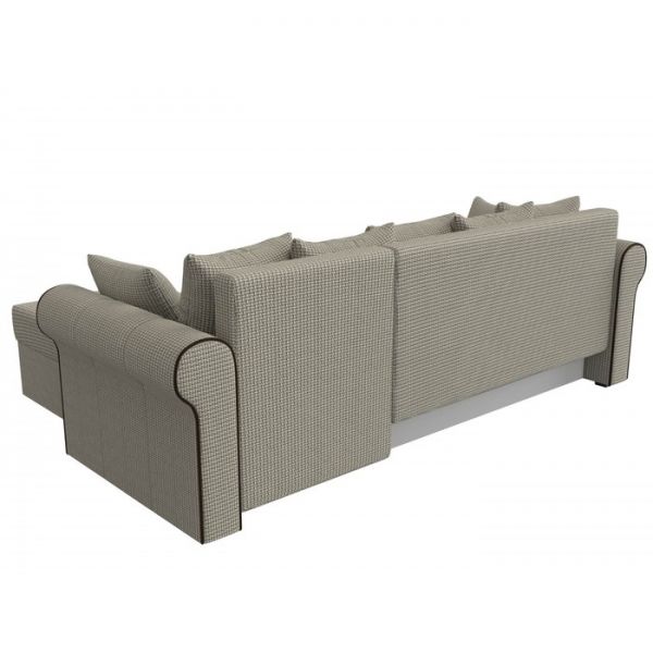 Угловой диван «Рейн», механизм еврокнижка, угол правый, рогожка, корфу 02 /кант коричневый