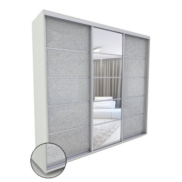 Шкаф-купе «Акцент-Квадро КЛ», 1500 ? 600 ? 2310 мм, вставки лоза, цвет выбеленное дерево