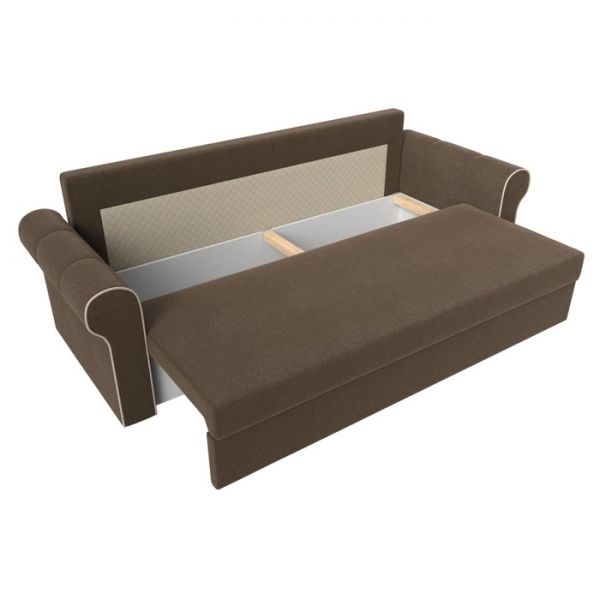 Прямой диван «Рейн», механизм еврокнижка, рогожка, цвет бежевый / кант коричневый
