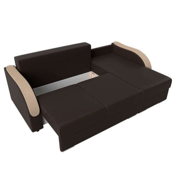 Угловой диван «Дарси», механизм еврокнижка, экокожа, цвет бежевый