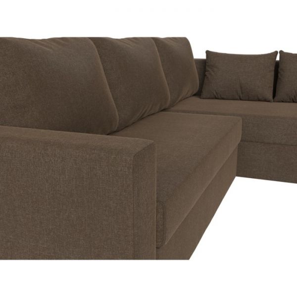 Угловой диван «Мансберг», механизм еврокнижка, угол левый, рогожка, цвет коричневый