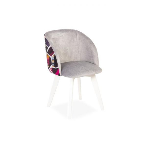 Стул Милли Аврора 18 серый велюр/ Стандарт массив Белое дерево