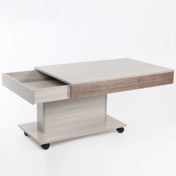 Стол журнальный с ящиком 1005*660*530 Ясень шимо светлый/тёмный