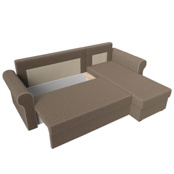 Угловой диван «Рейн», механизм еврокнижка, угол правый, рогожка, корфу 03 / кант бежевый