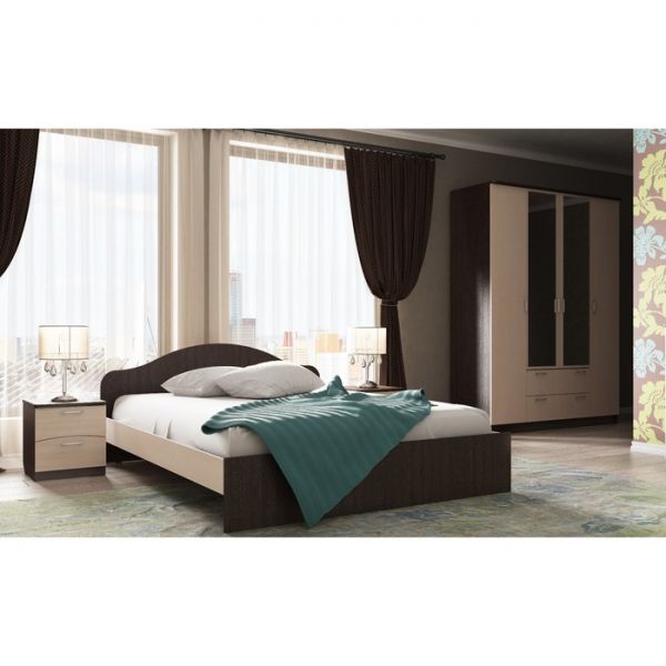 Кровать Кр-2 1600х2000, Дуб выбеленный/Венге