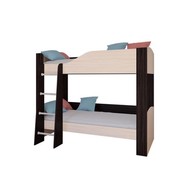 Детская двухъярусная кровать «Астра 2», без ящика, цвет венге / дуб молочный