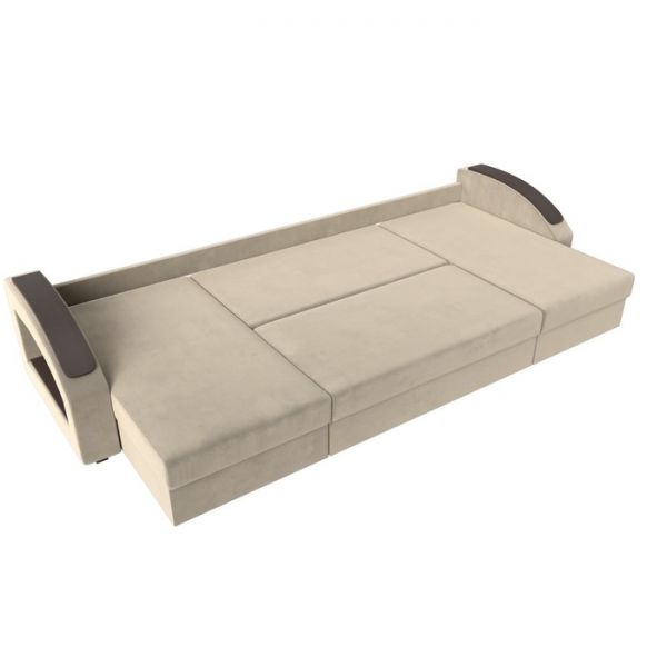 П-образный диван «Канзас», механизм еврокнижка, микровельвет, цвет бежевый