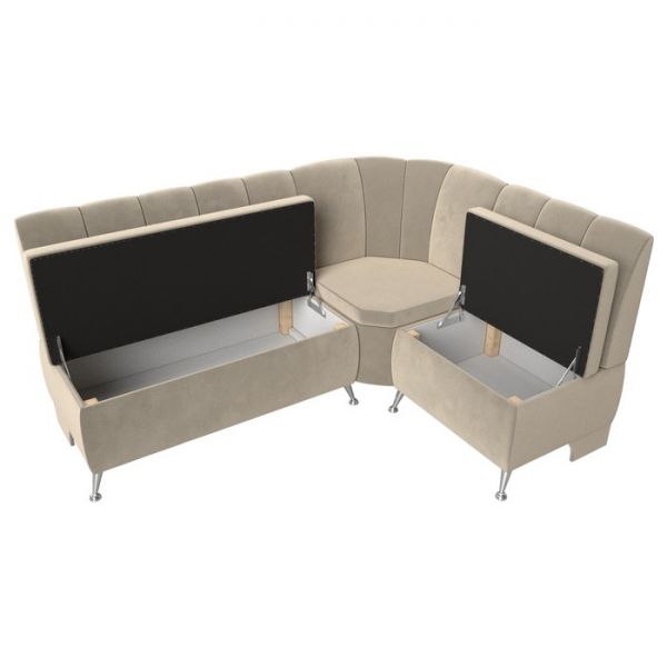 Кухонный угловой диван «Кантри», микровельвет, цвет бежевый