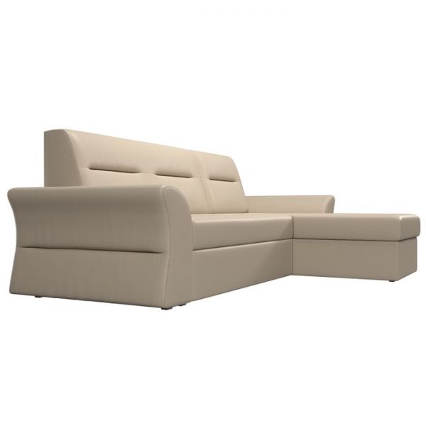 Угловой диван «Клайд», механизм дельфин, экокожа, цвет бежевый