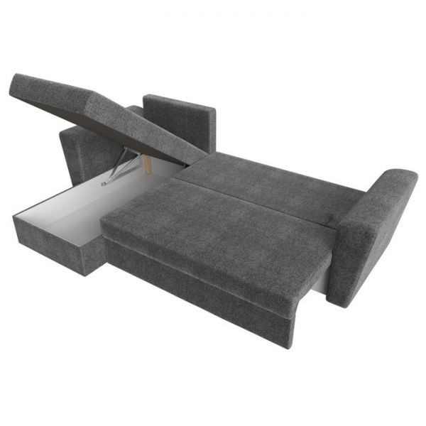 Угловой диван «Амстердам лайт», еврокнижка, правый угол, рогожка, цвет серый