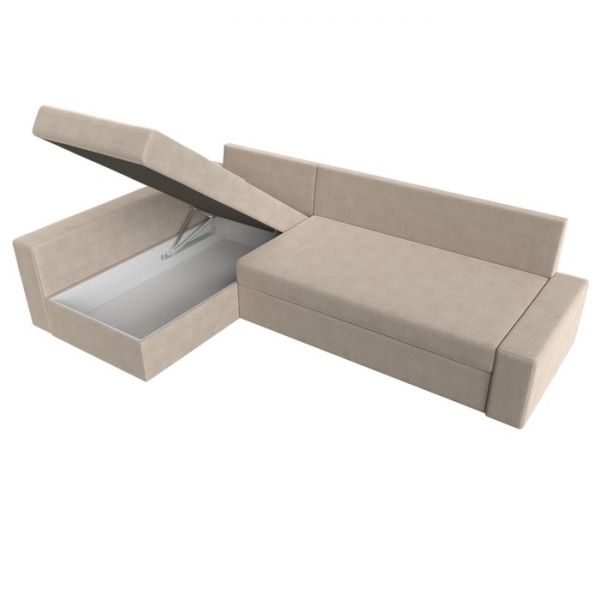 Угловой диван «Версаль», механизм дельфин, рогожка, правый угол, цвет бежевый