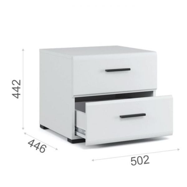 Тумба прикроватная «Йорк», 502 ? 446 ? 442 мм, цвет белый / белый глянец