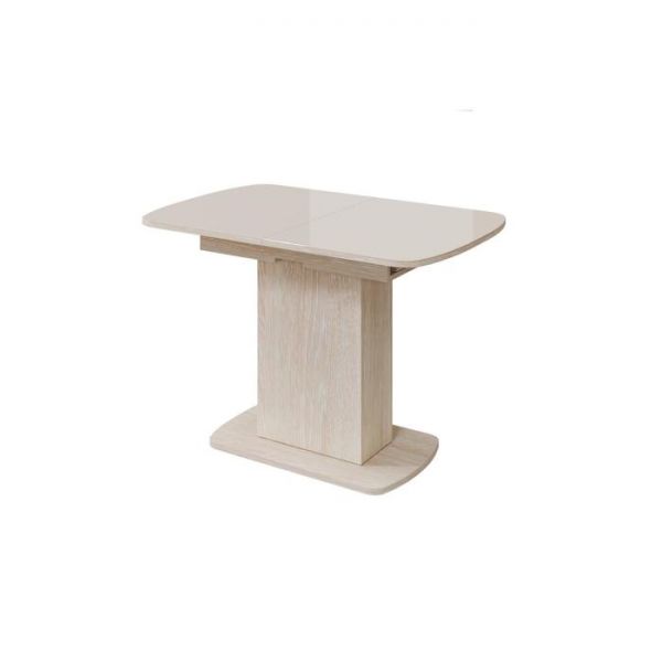 Стол раздвижной "Соренто-2" 1103/1423х703 стекло ваниль глянец/дуб атл