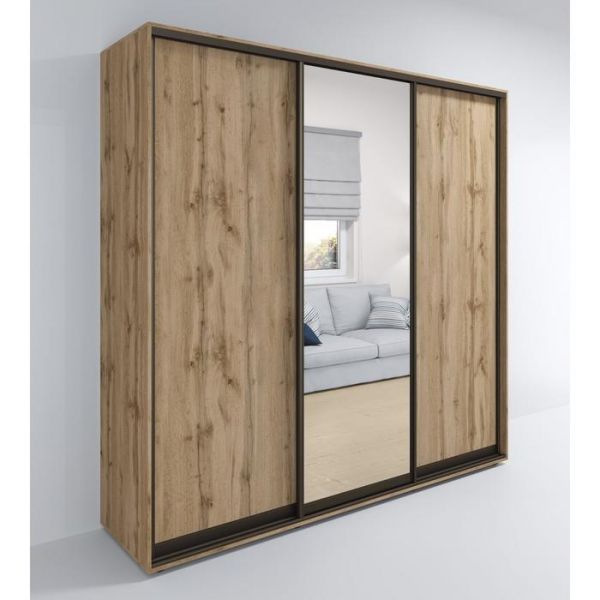 Шкаф-купе «Сим ДЗ», 1500 ? 600 ? 2310 мм, ЛДСП, зеркало, цвет дуб крафт
