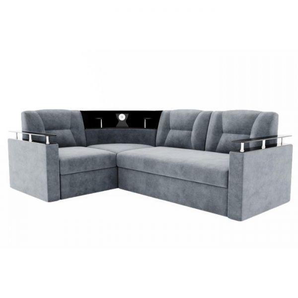 Угловой диван «София», угол левый, дельфин, подсветка, велюр, ЛДСП венге, цвет селфи 01