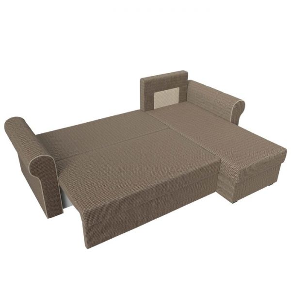 Угловой диван «Рейн», механизм еврокнижка, угол правый, рогожка, корфу 03 / кант бежевый