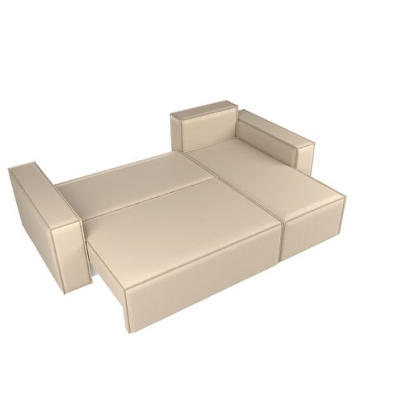 Угловой диван «Куба», механизм еврокнижка, экокожа, цвет бежевый