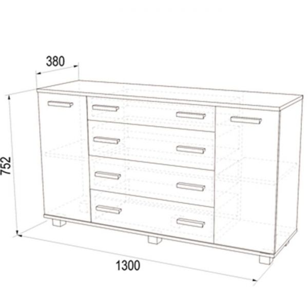 Комод № 4, венге, цвет дуб млечный