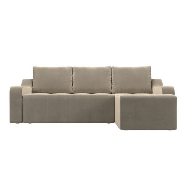 Угловой диван «Элида», правый угол, микровельвет, цвет бежевый