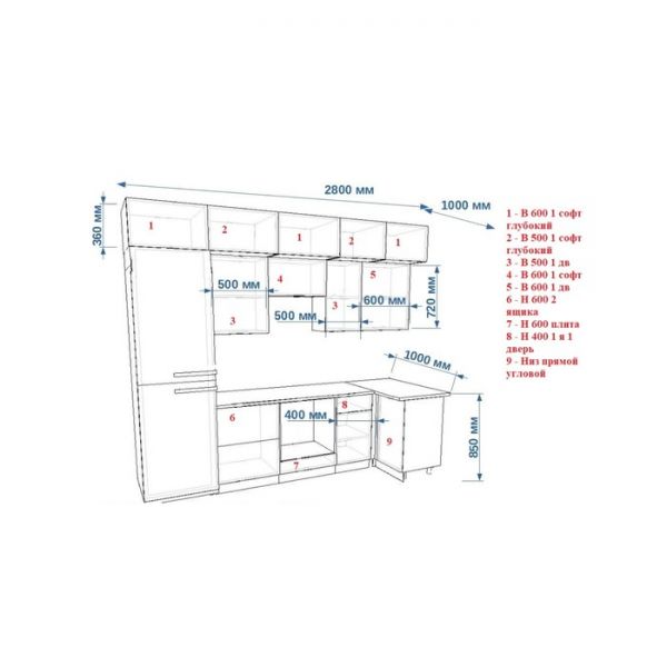 Кухонный гарнитур Тальк-5, 2800х1000 Дуб сонома/Белый матовый