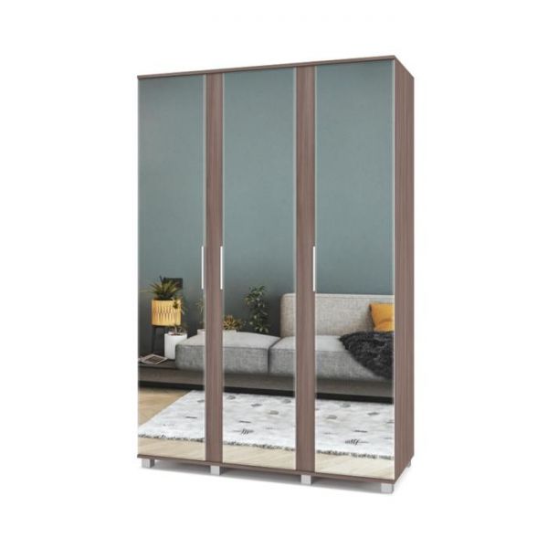 Шкаф Пандора-П33 520х1400х2100 трёхстворчатый с зеркалом Шимо темный/светлый