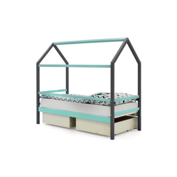 Детская кровать-домик Бельмарко Svogen графит-мятный