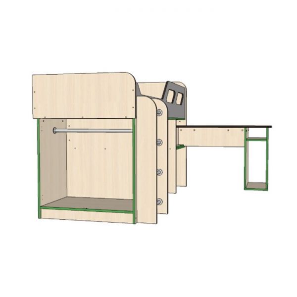 Кровать Вега 4 правый, 1950х1250х1260, Дуб молочный