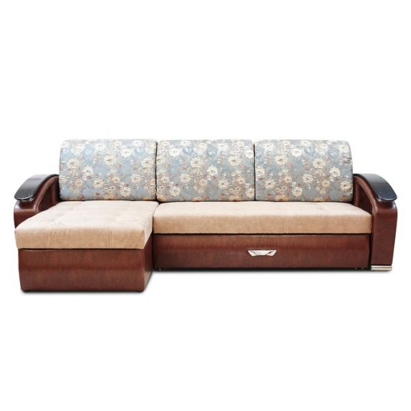 Диван «Дубаи» с оттоманкой, ППУ, левый угол, цвет селфи 01 / скарлет аква / астор 560