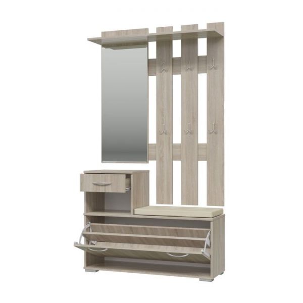 Вешалка с зеркалом ЛИРА Дуб сонома